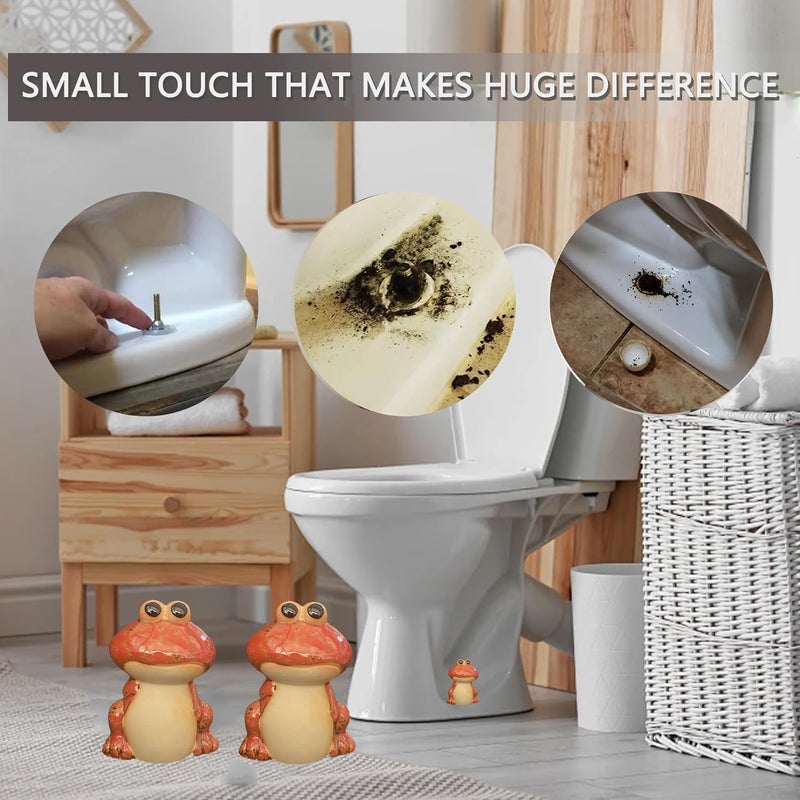AKV Frog Toilet Bolt Caps Ceramic Toilet Bolt Covers Decorative Toilet Screw Cover Caps, Toilet Caps for Bottom of Toilet, Cute Toilet Bowl Bolt Covers for Bathroom Decor, Easy to install (Green+Red) - Image 3