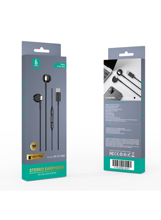 Starfire Premium Type-C Stereo Earphones In-Ear Wired Headphones with High Fidelity Sound, Built-in Microphone, Noise Isolation and Universal Type-C Compatibility - Image 5