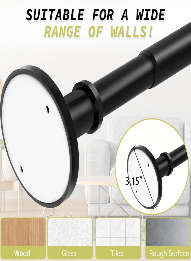 VIOREMOS Tension Curtain Rod 31 to112 In Extra Long Curtain Rod Adjustable Pole Heavy Duty Black Shower Curtain Rod for Bathroom Windows Room Divider Never Rust Anti-Slip - Image 4