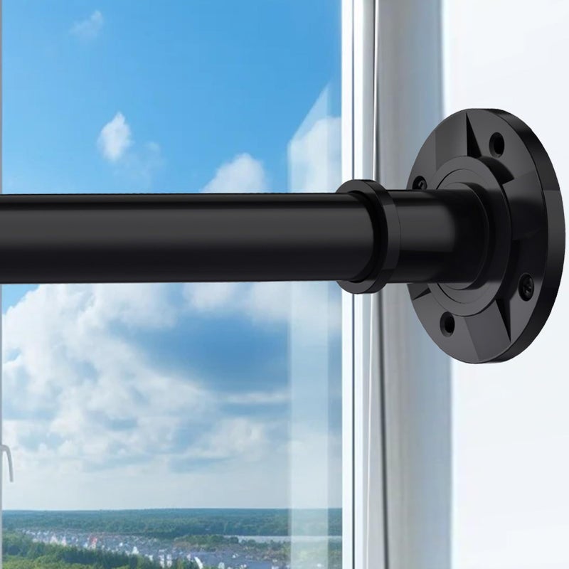 VIOREMOS Tension Curtain Rod 31 to112 In Extra Long Curtain Rod Adjustable Pole Heavy Duty Black Shower Curtain Rod for Bathroom Windows Room Divider Never Rust Anti-Slip - Image 1