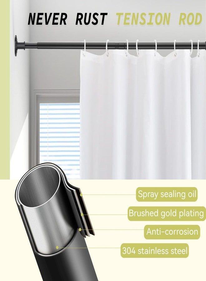 VIOREMOS Tension Curtain Rod 31 to112 In Extra Long Curtain Rod Adjustable Pole Heavy Duty Black Shower Curtain Rod for Bathroom Windows Room Divider Never Rust Anti-Slip - Image 3