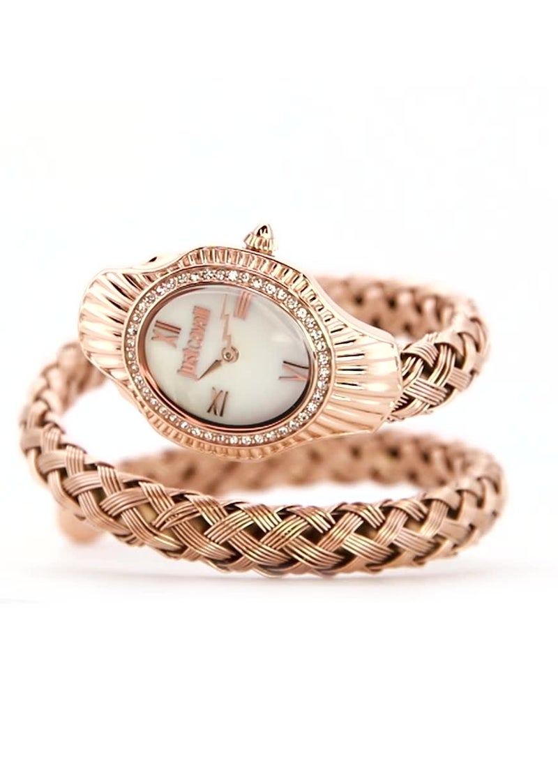 Just Cavalli ساعة جاست كافالي النسائية بتصميم مميز بقرص أبيض ولون وردي ذهبي - JC1L305M0045 - Image 4