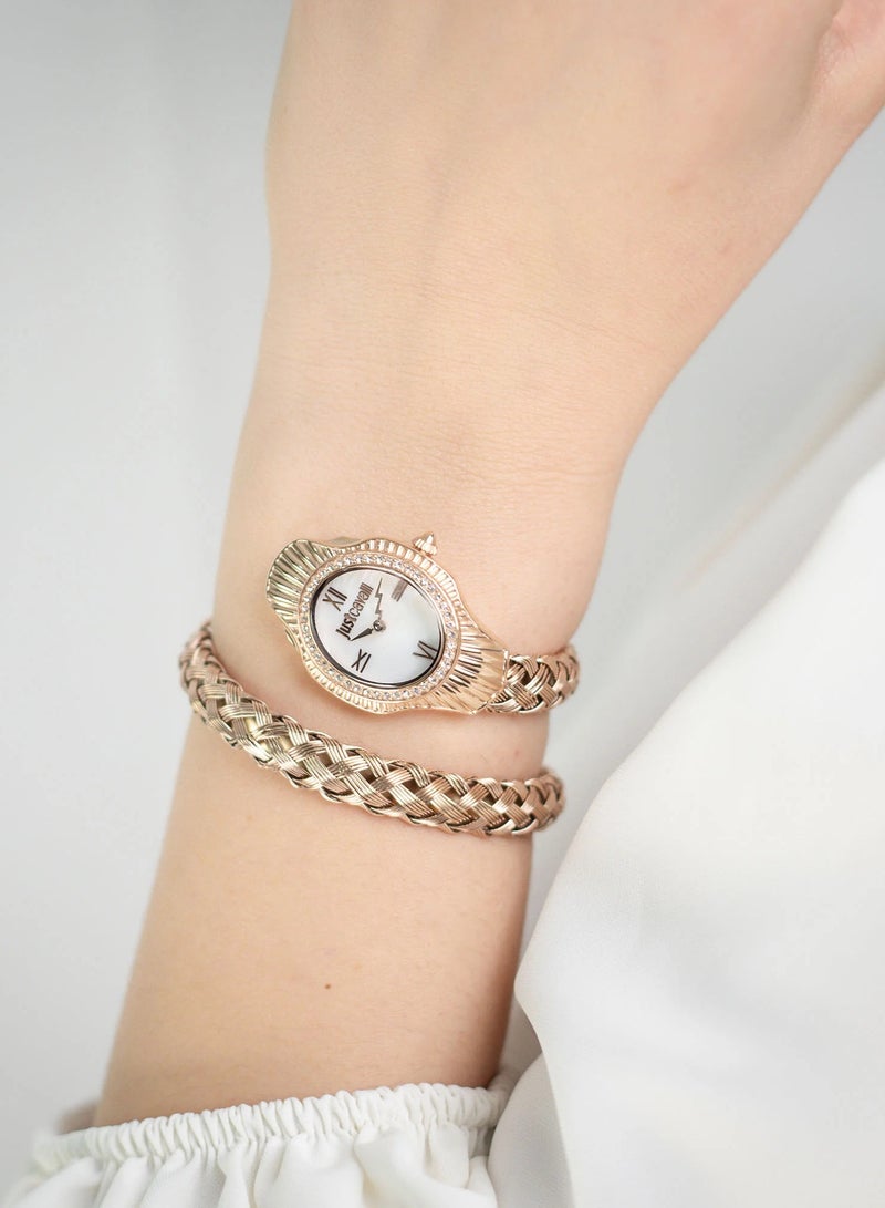 Just Cavalli ساعة جاست كافالي النسائية بتصميم مميز بقرص أبيض ولون وردي ذهبي - JC1L305M0045 - Image 5