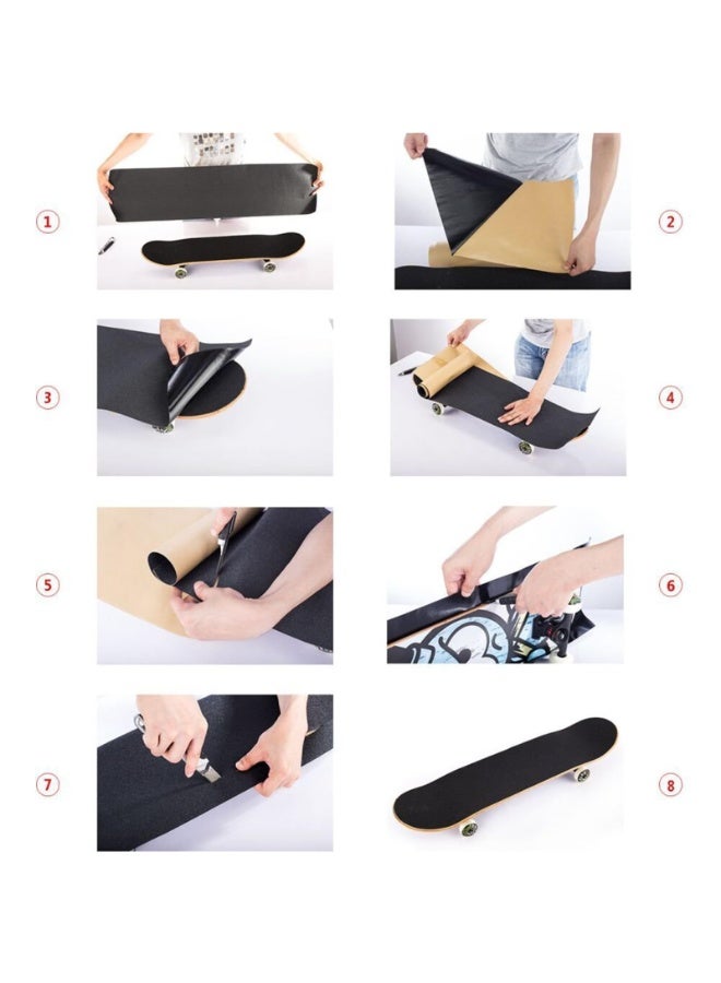 Generic 2PCS Black Skateboard Grip Tape Sheets, Bubble Free Water-proof Scooter Griptape,Longboard Griptape, averse Slip Sandpaper for Rollerboard Stairs Pedal Wheelchair Steps  - Image 4