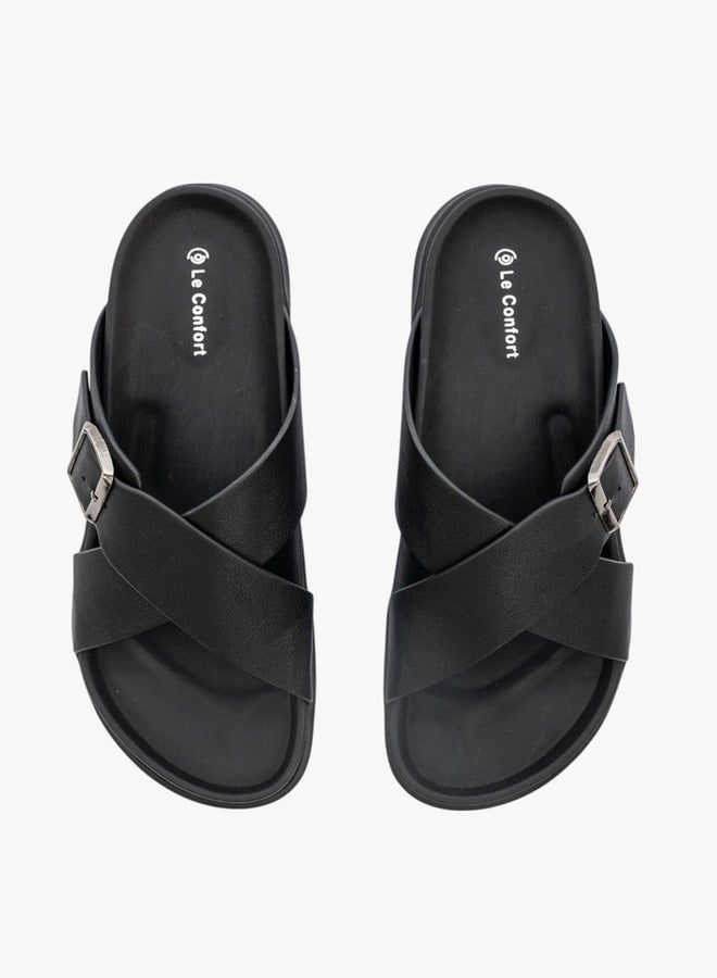 Le Confort Men Buckle Accent Cross-Strap Slip-On Sandals - Image 1