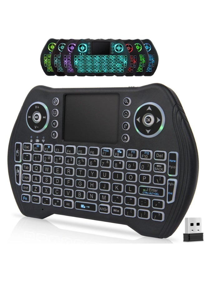 Mini Wireless Keyboard Remote Control with Touchpad Mouse Combo, Backlit 2.4GHz Mini Keyboard Wireless USB Dongle Rechargeable Li-ion Battery for Android TV Box Smart TV PC PS3 Windows MacOS X-Box - Image 1