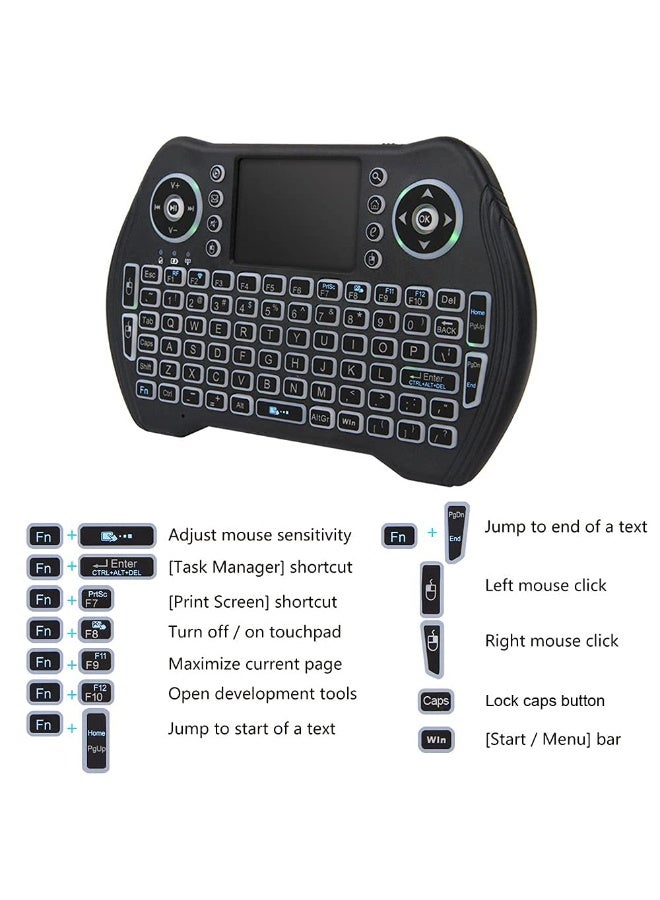 Mini Wireless Keyboard Remote Control with Touchpad Mouse Combo, Backlit 2.4GHz Mini Keyboard Wireless USB Dongle Rechargeable Li-ion Battery for Android TV Box Smart TV PC PS3 Windows MacOS X-Box - Image 3