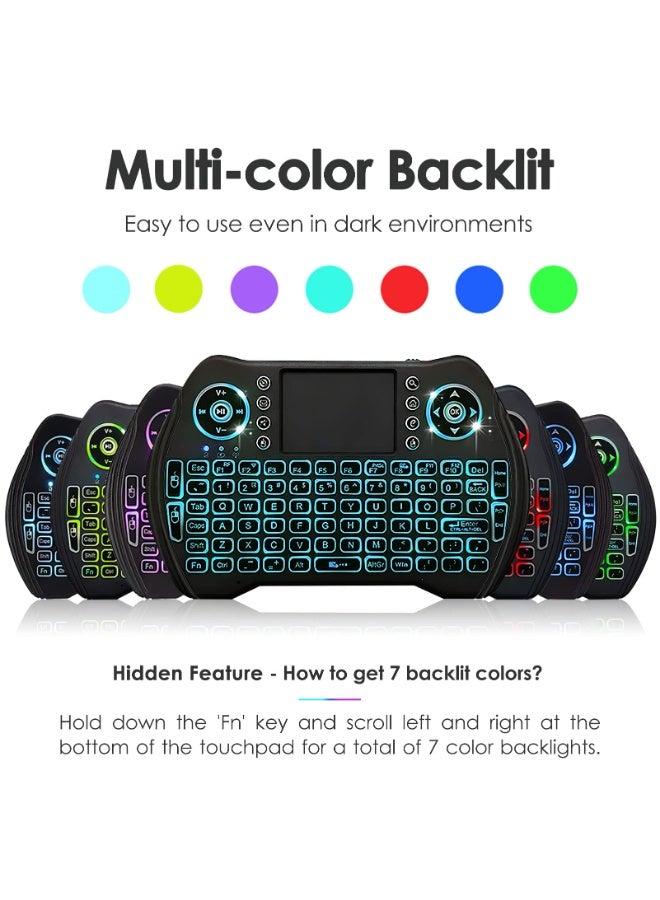 Mini Wireless Keyboard Remote Control with Touchpad Mouse Combo, Backlit 2.4GHz Mini Keyboard Wireless USB Dongle Rechargeable Li-ion Battery for Android TV Box Smart TV PC PS3 Windows MacOS X-Box - Image 4