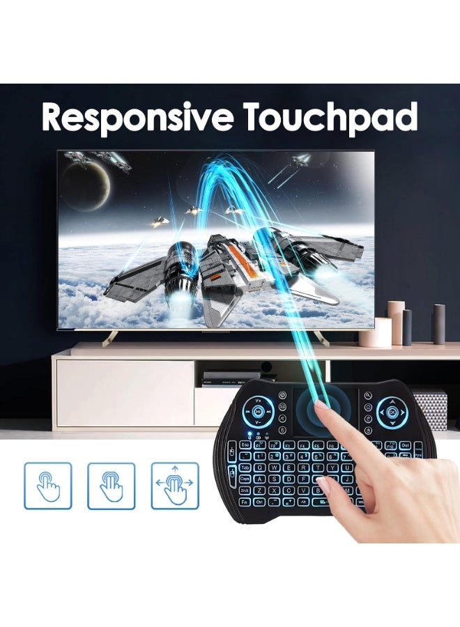 Mini Wireless Keyboard Remote Control with Touchpad Mouse Combo, Backlit 2.4GHz Mini Keyboard Wireless USB Dongle Rechargeable Li-ion Battery for Android TV Box Smart TV PC PS3 Windows MacOS X-Box - Image 2