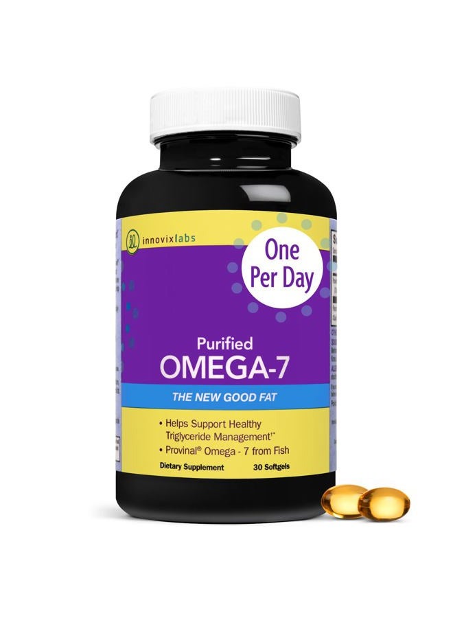 InnovixLabs Purified Omega 7 Supplement - 210 mg Omega-7 Palmitoleic Acid, Fish Oil for Metabolism & Triglyceride Support, Essential Fatty Acids, IFOS Approved, 30 Softgels - Image 1