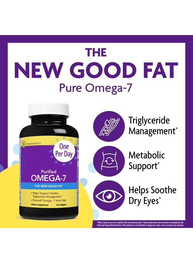 InnovixLabs Purified Omega 7 Supplement - 210 mg Omega-7 Palmitoleic Acid, Fish Oil for Metabolism & Triglyceride Support, Essential Fatty Acids, IFOS Approved, 30 Softgels - Image 2