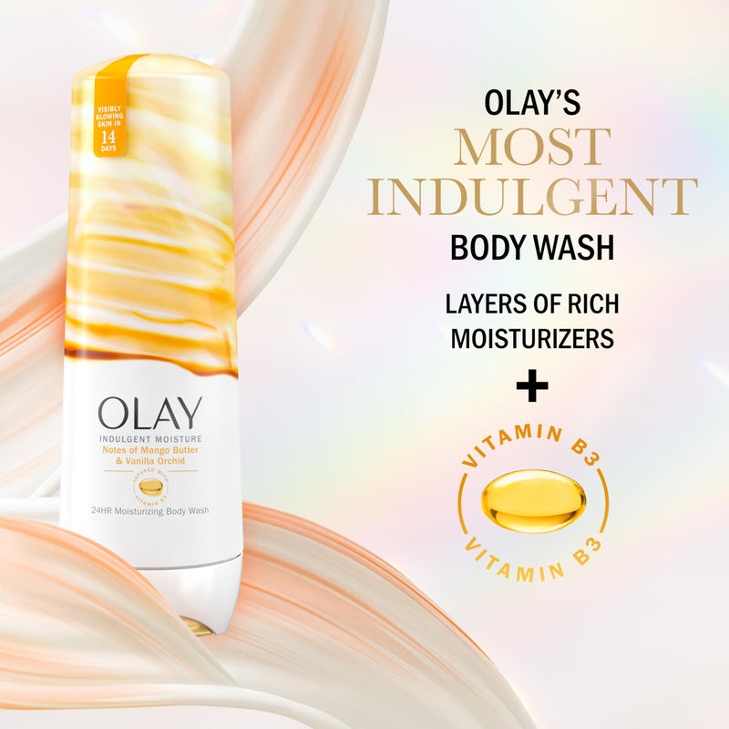 Olay Body Wash for Women, Indulgent Moisture, 24hr Moisturizing & Nourishing Formula, Infused with Vitamin B3 Complex, Luxurious Fragrances, Mango Butter & Vanilla Orchid Scent, 20 fl oz - Image 5