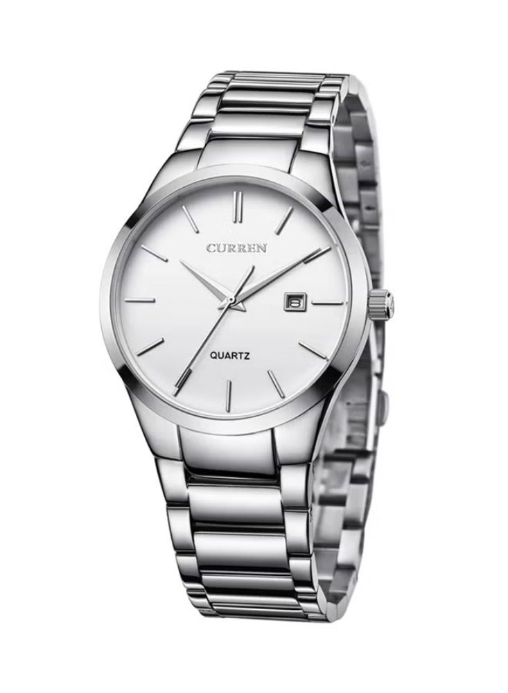 CURREN ساعة يد أنالوج مقاومة للماء للرجال 8106 - 40 مم - فضي - Image 1