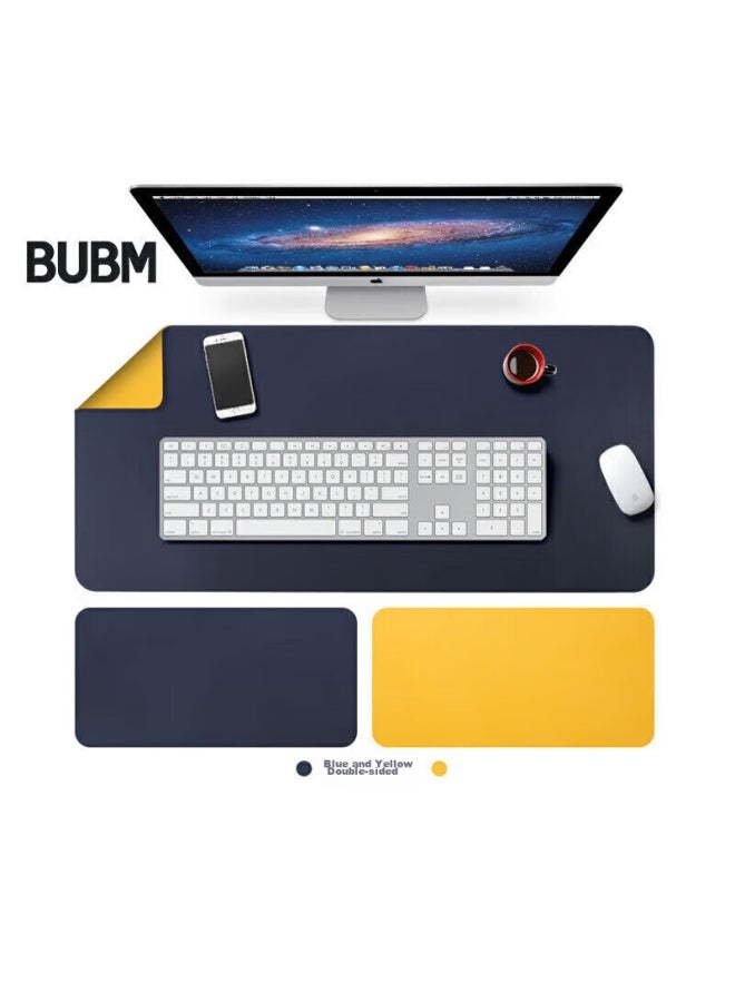 Bubm Mouse Pad, Extra Large Office Desk Pad, Laptop Mat, Keyboard Pad, Writing Desk Mat, Simple Custom Design, Large Size, Royal Blue + Yellow - Image 1