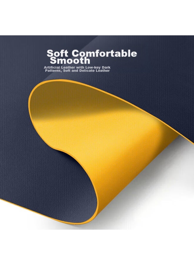 Bubm Mouse Pad, Extra Large Office Desk Pad, Laptop Mat, Keyboard Pad, Writing Desk Mat, Simple Custom Design, Large Size, Royal Blue + Yellow - Image 3