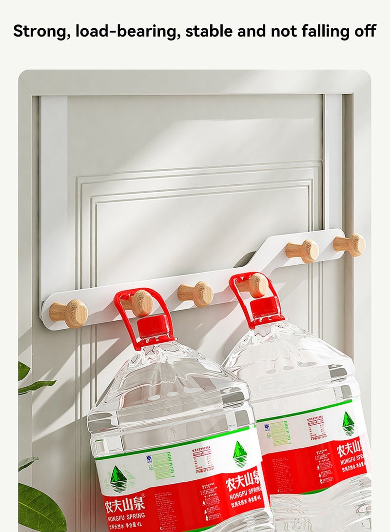 LEOKOR Over The Door Hooks Door Hanger Hook for Clothes with 6 Wooden Door Hooks White - Image 4