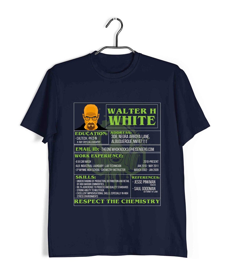 Aaramkhor T-Shirt for Men | Walter White Resume | TV Series | Regular Fit for Men |Navy Blue | X-Large (44) - Image 3