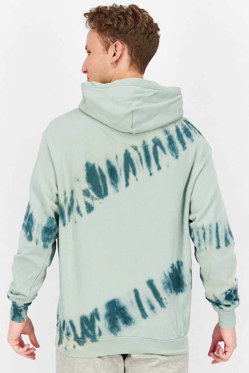 Original Paperbacks Men Hooded Long Sleeve Tie Dye Sweatshirt, Sage Green - Image 3