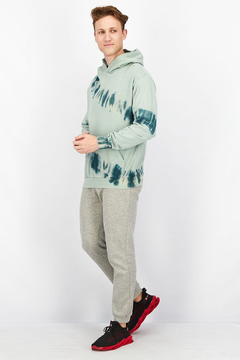 Original Paperbacks Men Hooded Long Sleeve Tie Dye Sweatshirt, Sage Green - Image 2