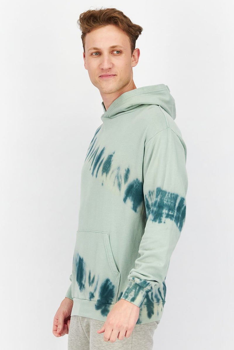 Original Paperbacks Men Hooded Long Sleeve Tie Dye Sweatshirt, Sage Green - Image 4