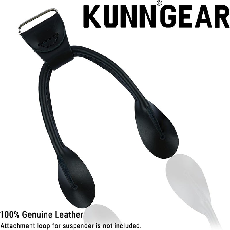 KUNN Genuine Leather Strips 4 Pcs Replacement for Medieval Button End Suspenders,Black - Image 3