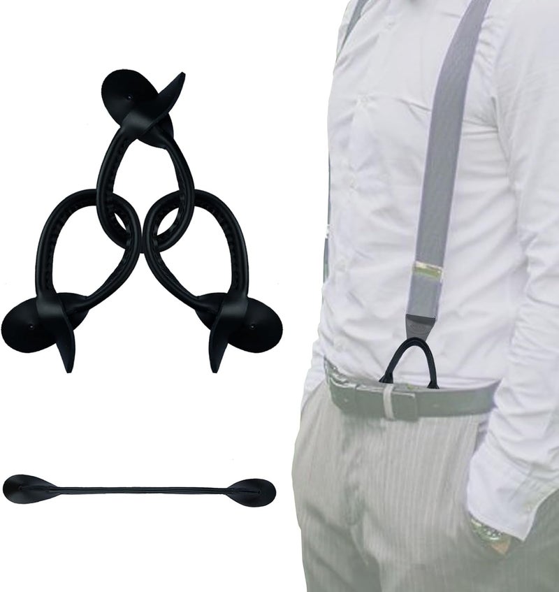 KUNN Genuine Leather Strips 4 Pcs Replacement for Medieval Button End Suspenders,Black - Image 1