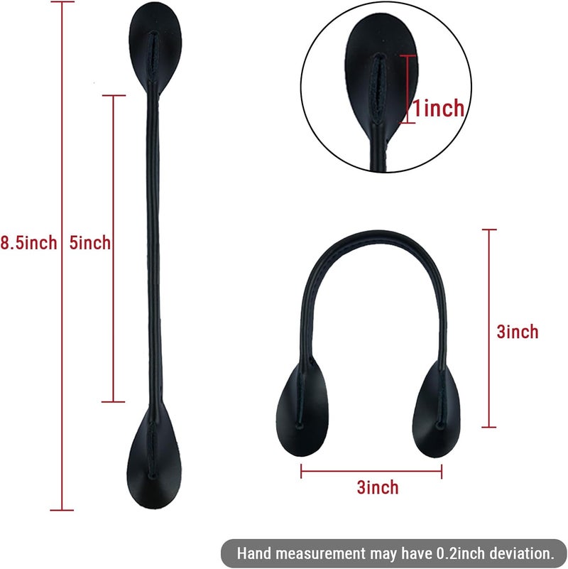 KUNN Genuine Leather Strips 4 Pcs Replacement for Medieval Button End Suspenders,Black - Image 2