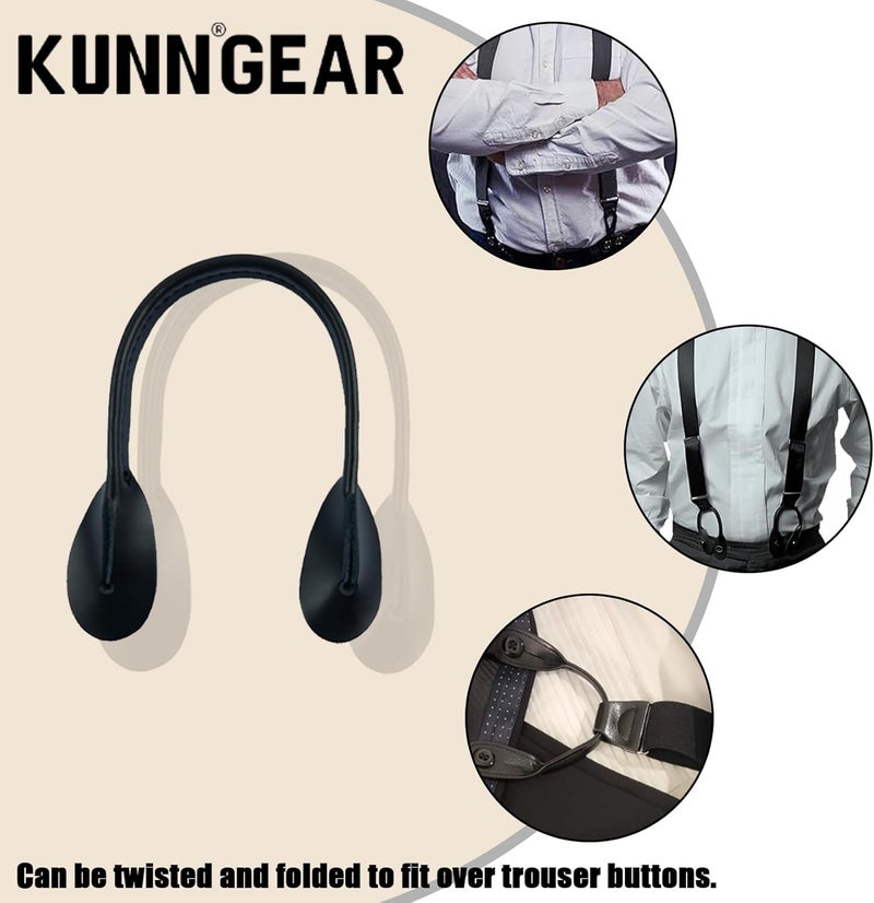 KUNN Genuine Leather Strips 4 Pcs Replacement for Medieval Button End Suspenders,Black - Image 5