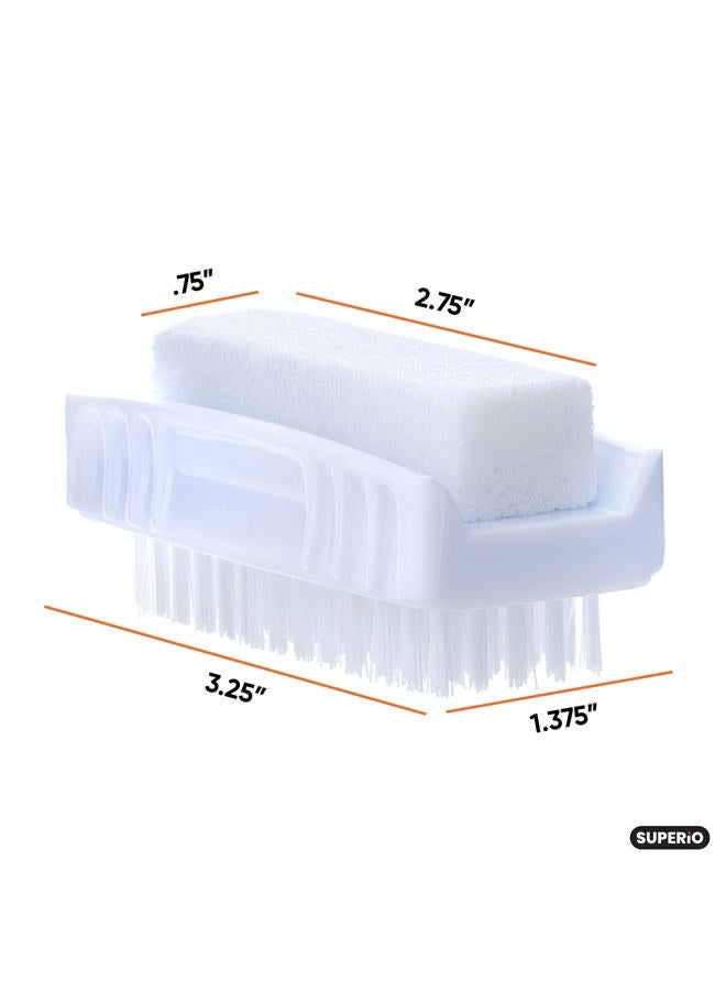 Superio Nail Brush with Pumice Stone Duel Side Shower Brush Bathroom Foot Scrubber exfoliate Dry Dead Skin Stiff Bristles Brush Removes Callus on Hand Heels Smooth Skin, (1) - Image 2