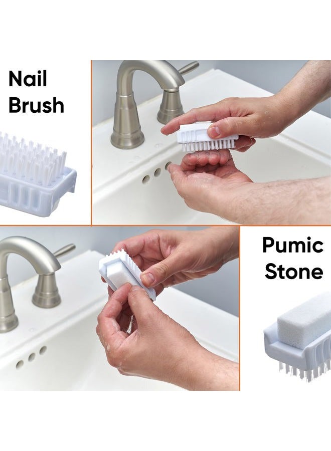 Superio Nail Brush with Pumice Stone Duel Side Shower Brush Bathroom Foot Scrubber exfoliate Dry Dead Skin Stiff Bristles Brush Removes Callus on Hand Heels Smooth Skin, (1) - Image 5