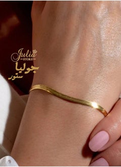 Julia Store 18K Gold Plated Stainless Steel Hypoallergic Snake Herringbone Bracelet  - Image 1