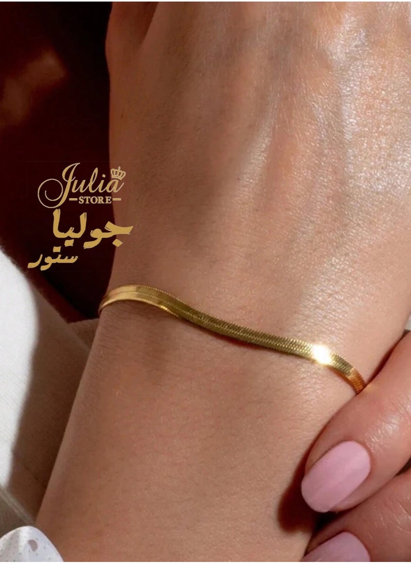 جوليا ستور سوار من الفولاذ المقاوم للصدأ مطلي بالذهب عيار 18 قيراطًا مضاد للحساسية  - Image 1
