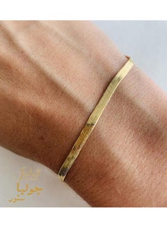 Julia Store 18K Gold Plated Stainless Steel Hypoallergic Snake Herringbone Bracelet  - Image 2