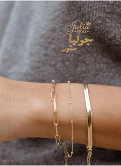 Julia Store 18K Gold Plated Stainless Steel Hypoallergic Snake Herringbone Bracelet  - Image 5