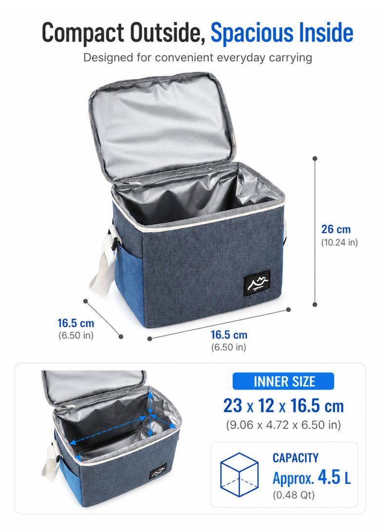Toshionics Insulated Lunch Bag Cooler Bag, Thermal Lunch Box Tote with Adjustable Shoulder Strap, Leak-Resistant Oxford Fabric, Reusable Lunch Cooler for Work, Office, School, Travel & Picnic, 4.5L - Image 5