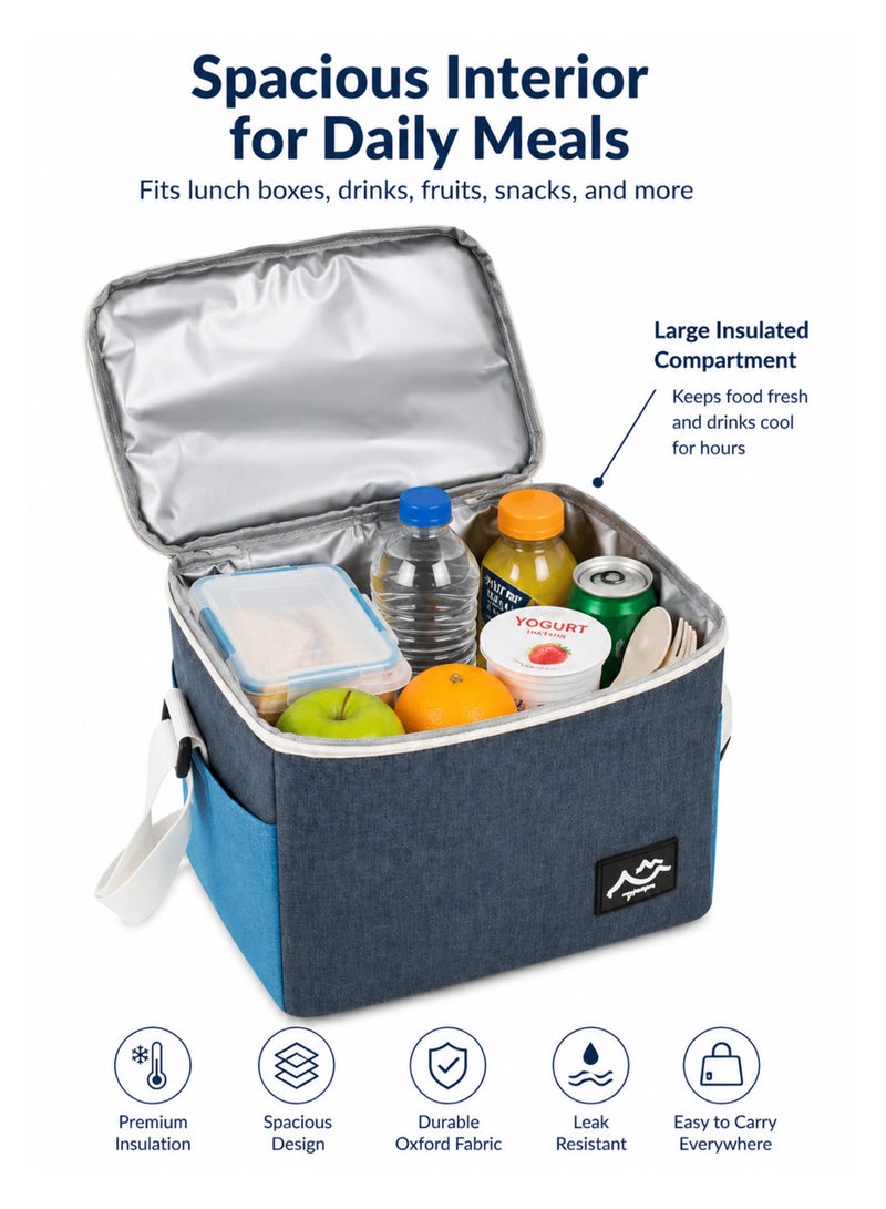 Toshionics Insulated Lunch Bag Cooler Bag, Thermal Lunch Box Tote with Adjustable Shoulder Strap, Leak-Resistant Oxford Fabric, Reusable Lunch Cooler for Work, Office, School, Travel & Picnic, 4.5L - Image 2