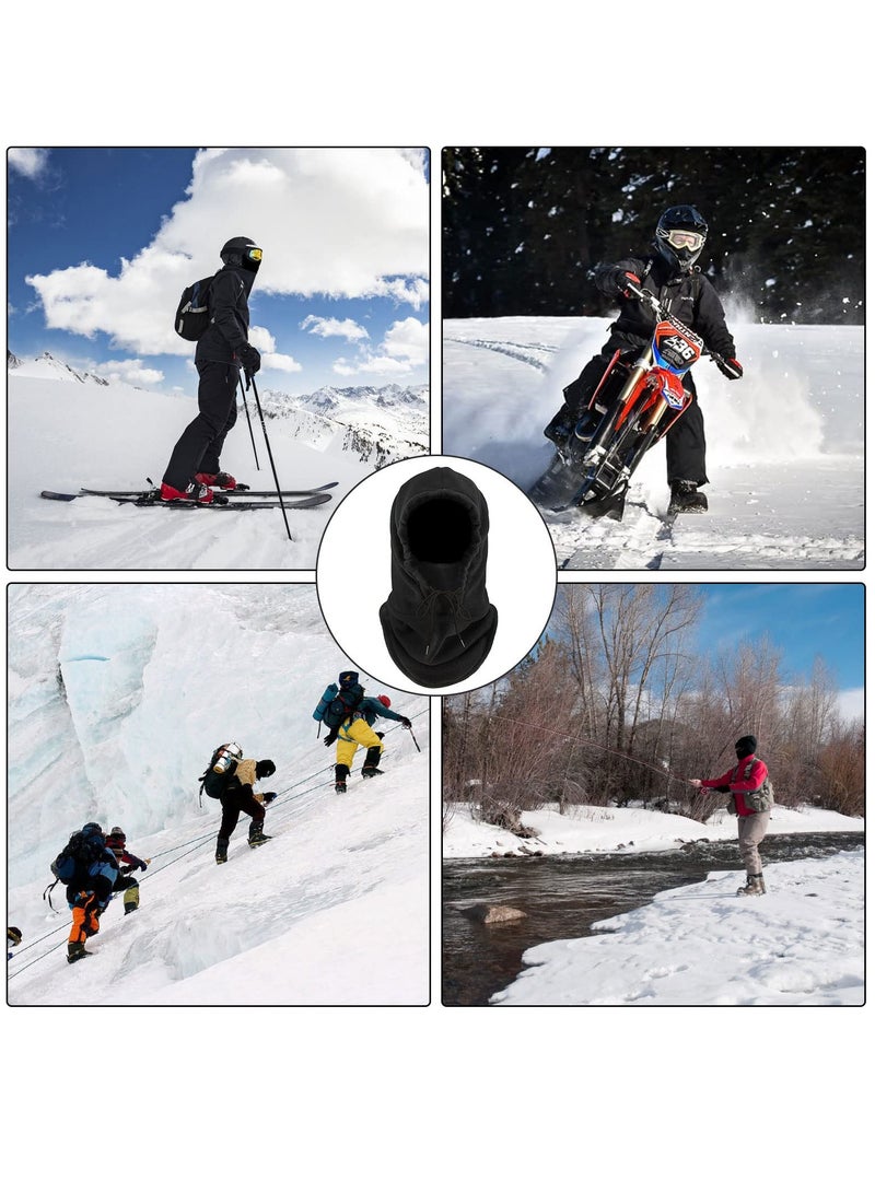 KASTWAVE Windproof Skimask, 2 Pcs Balaclava, Mask Hood Hat, Black Thermal Fleece Face Masks, Hat Snood, Neck Warmer, Ski Face Scarf Snood Thermal for Men Women, One Size, for Moto Ski Cycling - Image 2