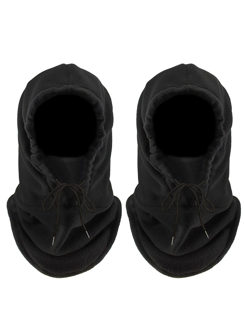 KASTWAVE Windproof Skimask, 2 Pcs Balaclava, Mask Hood Hat, Black Thermal Fleece Face Masks, Hat Snood, Neck Warmer, Ski Face Scarf Snood Thermal for Men Women, One Size, for Moto Ski Cycling - Image 1