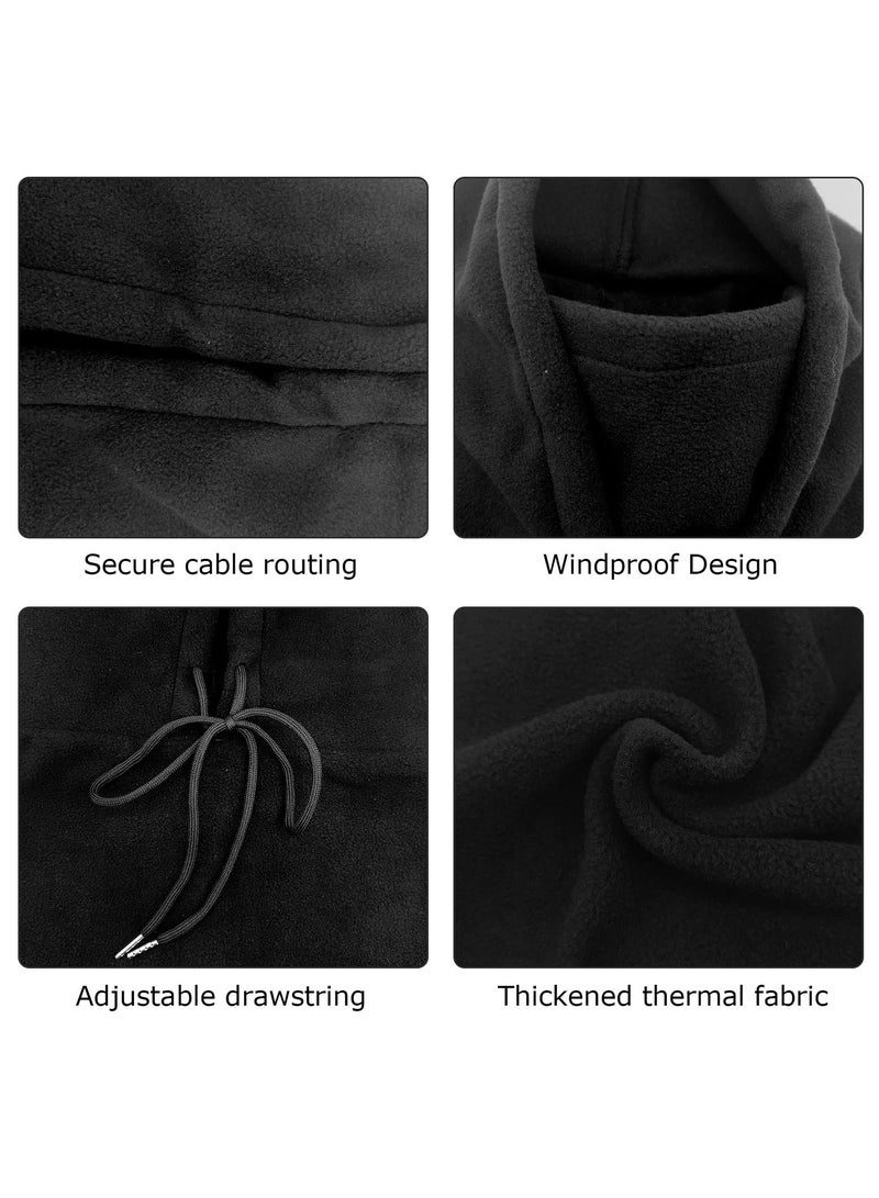 KASTWAVE Windproof Skimask, 2 Pcs Balaclava, Mask Hood Hat, Black Thermal Fleece Face Masks, Hat Snood, Neck Warmer, Ski Face Scarf Snood Thermal for Men Women, One Size, for Moto Ski Cycling - Image 3