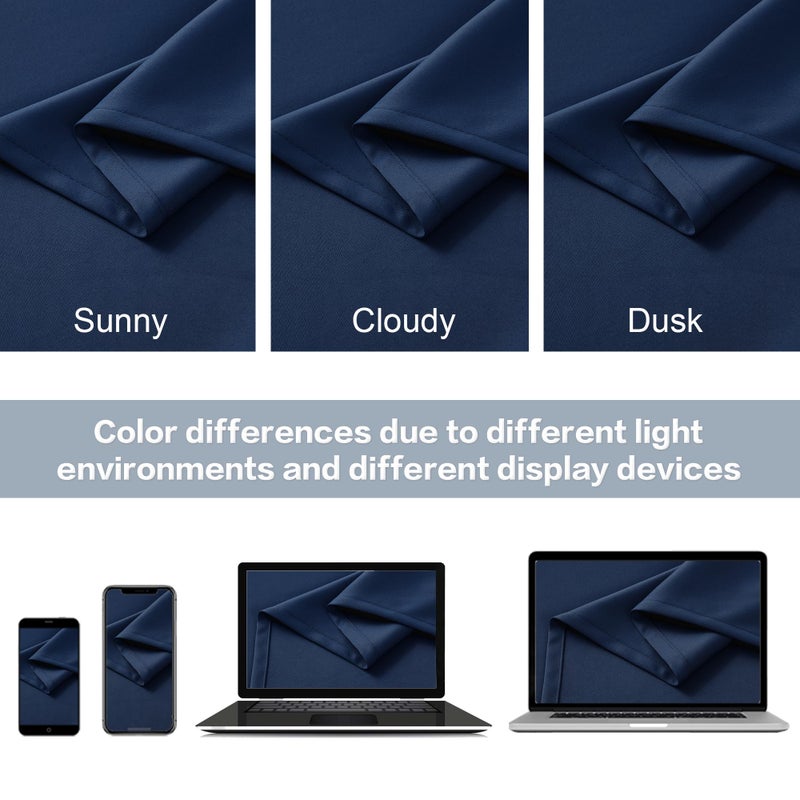 DUALIFE Blackout Curtains Thermal Insulated Blackout Drapes Window Treatment Panels Room Darkening Bedroom Draperies for Living Room Back Tab/Rod Pocket  Navy Blue  W52 x L108  2 Panels - Image 5