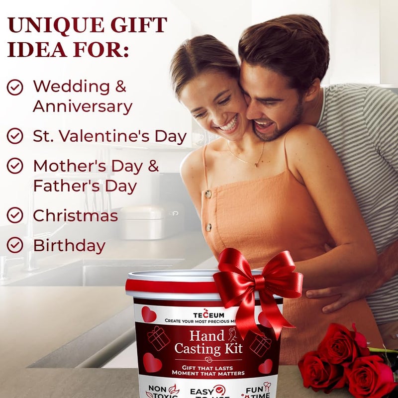 TECEUM Hand Casting Kit â€“ Unique Gift for Babies & Adults â€“ Ideal DIY Gift for Your Loved Ones, Couples, Family â€“ For Wedding, Anniversary, Baby Shower, Motherâ€™s Day, Christmas â€“ Romantic Gifts â€“ Kit1 - Image 2