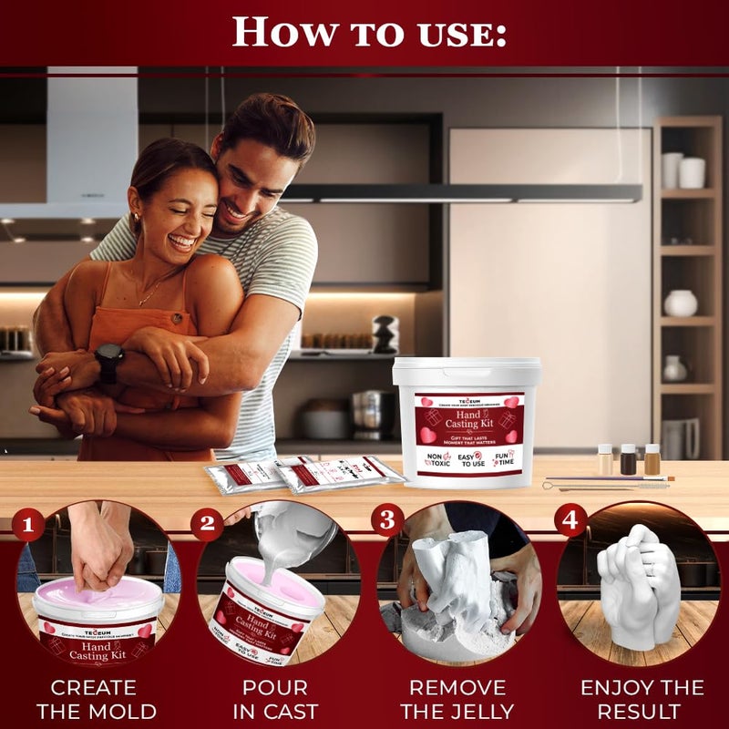 TECEUM Hand Casting Kit â€“ Unique Gift for Babies & Adults â€“ Ideal DIY Gift for Your Loved Ones, Couples, Family â€“ For Wedding, Anniversary, Baby Shower, Motherâ€™s Day, Christmas â€“ Romantic Gifts â€“ Kit1 - Image 5
