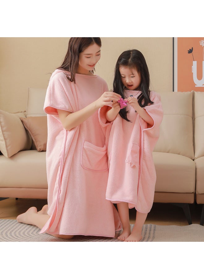 Capibala Class A Coral Fleece Adult Children's Parent-child Bathrobe Wearable Hooded Bath Towel Absorbent Quick-drying Warm