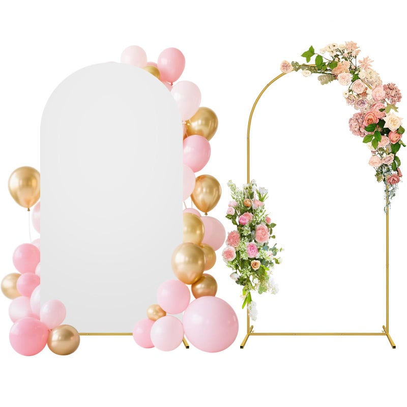 DaiUni 7.2FT Wedding Arch Backdrop Stand and Cover Set, Metal Balloon Arch Stand and Cover for Birthday Party Wedding Ceremony Bridal Baby Shower Graduation Decoration - Image 1