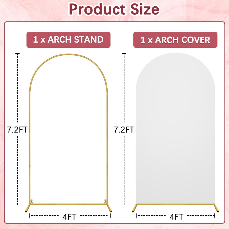 DaiUni 7.2FT Wedding Arch Backdrop Stand and Cover Set, Metal Balloon Arch Stand and Cover for Birthday Party Wedding Ceremony Bridal Baby Shower Graduation Decoration - Image 2