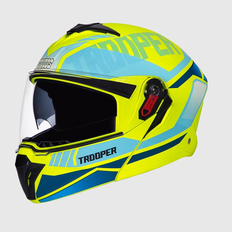 STUDDS Trooper DV D1 ISI and DOT Certified Matt Finish Flip-up Full Face Helmet for Men and Women with Inner Sun Visor (Matt Yellow N1 M) - Image 5