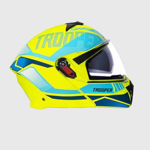 STUDDS Trooper DV D1 ISI and DOT Certified Matt Finish Flip-up Full Face Helmet for Men and Women with Inner Sun Visor (Matt Yellow N1 M) - Image 2