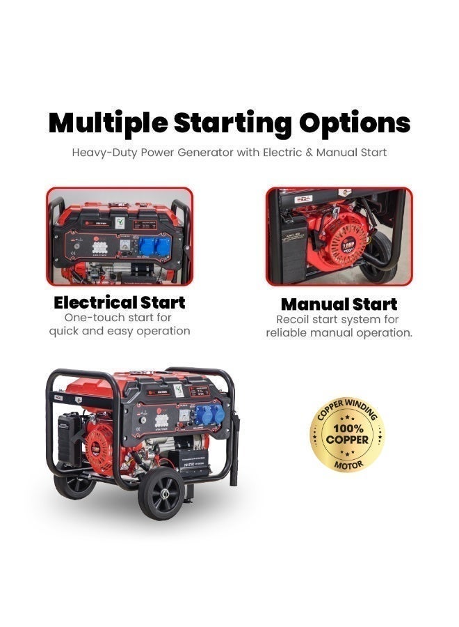 AFRA Petrol Generator 3000W, 3KW Max Output Gasoline Generator, 4 Stroke Engine, Electric & Recoil Start, Portable Power Backup for Home, Camping, Farm & Outdoor Use, 1 Year Warranty, AFT-3000PG-B - Image 3