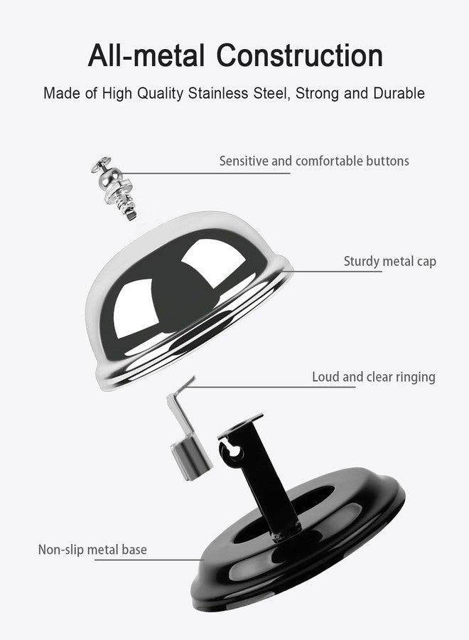 Anyongora Call Bell 3.35 Inch Diameter with Metal Anti-Rust Construction, Desk Bell, Service Bell for Hotels, Schools, Restaurants, Kitchen, Shop, Hospitals, Desk Service Bell, Silver - Image 3