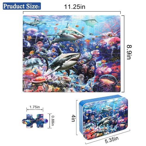 LELEMON Puzzles for Kids Ages 46 68 810 100 Pieces Jigsaw Puzzles for Kids Underwater World Ocean Learning Educational Puzzles Portable Box Pack Toy for Boys and Girls - Image 5